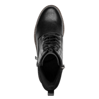 Round Toe Lace Up Ankle Boot | Black