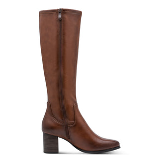 Faux Leather Knee High Boot | Cognac