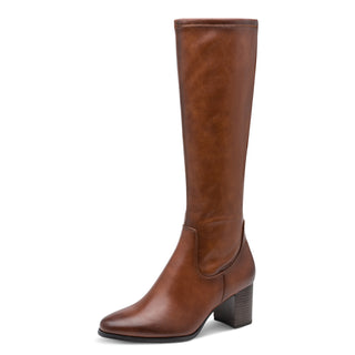 Faux Leather Knee High Boot | Cognac