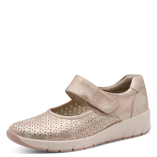 Wedge Cross Strap Shoe | Rose Gold