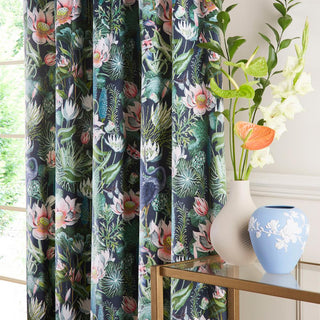 Wedgwood Waterlily Pencil Pleat Curtains Midnight