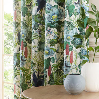 Wedgwood Waterlily Pencil Pleat Curtains Natural