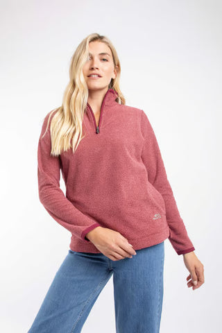 Sarah 1/4 Zip Textured Fleece | Garnet