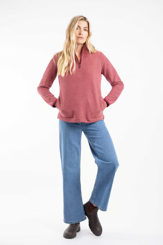 Sarah 1/4 Zip Textured Fleece | Garnet