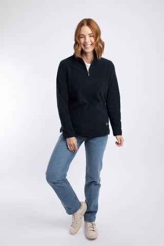 Sarah 1/4 Zip Textured Fleece | Midnight