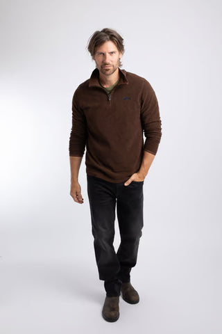 Errill 1/4 Zip Textured Fleece | Chocolate
