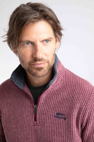 Newark 1/4 Zip Grid Fleece | Red Grape