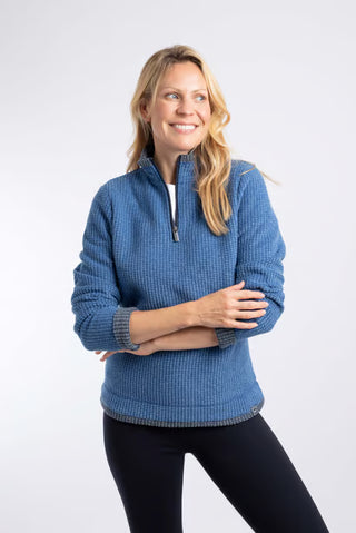 Beye 1/4 Zip Grid Fleece | Estate Blue