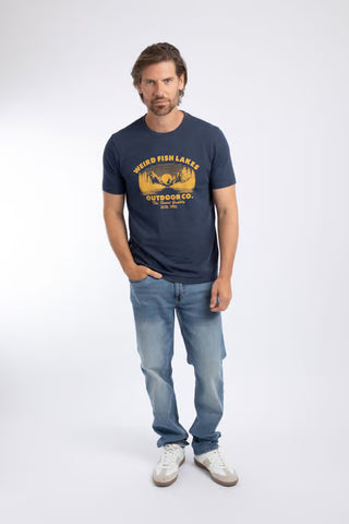 Lakes Front Print Graphic T-Shirt | Dark Blue
