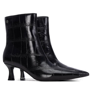 Faux Crocodile Ankle Boot | Black