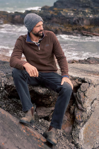 Errill 1/4 Zip Textured Fleece | Chocolate