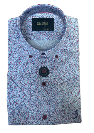 6th Sense Short Sleeve Regular-fit button-down Shirt Print #19