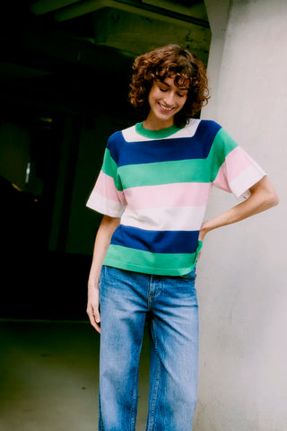 Morla Short Sleeve Jumper | Parfait Pink Stripe