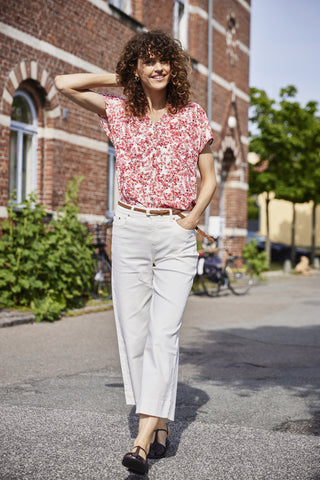 Merle Short Sleeve Top | Floral Hibiscus