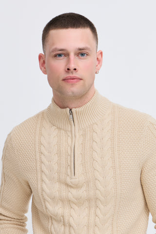 Basim Half Zip  | Oyster Grey