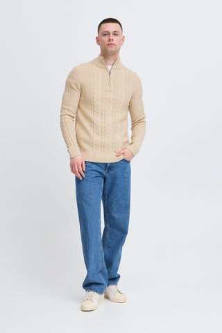 Basim Half Zip  | Oyster Grey