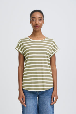 Pamila Round Neck Tee | Vetiver Stripe