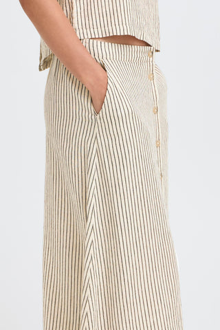 Falakka Button Skirt | Rainy Day Stripe