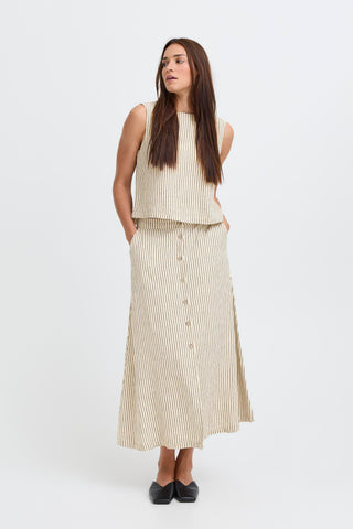 Falakka Button Skirt | Rainy Day Stripe