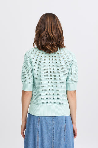 Magio Short Sleeve Cardigan | Blue Haze