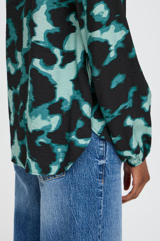 Ibine Smock Blouse | Blurry Green