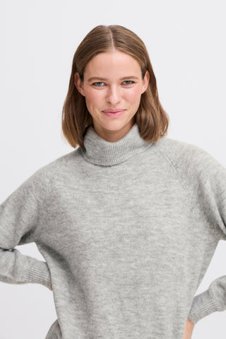 Mona Poloneck Jumper | Mid Grey Melange
