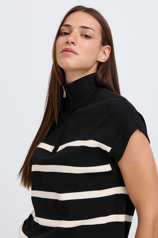Morla Zipper Vest | Black Mix