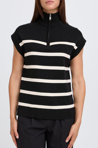 Morla Zipper Vest | Black Mix