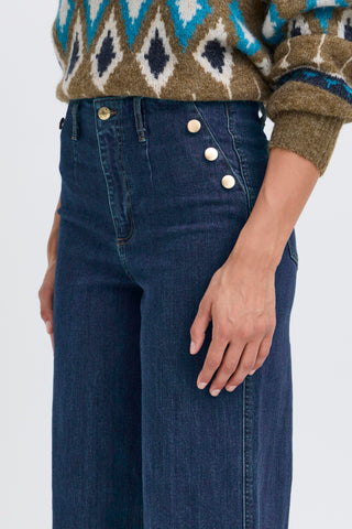 Komma Button Jean | Dark Blue Denim