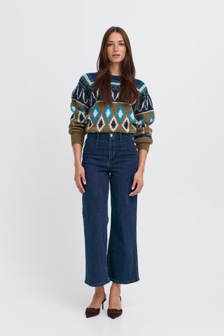 Komma Button Jean | Dark Blue Denim