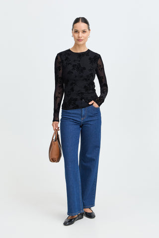 Rimesha Long Sleeve Top | Meteorite