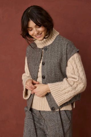 Vea Vest | Hot Fudge Herringbone