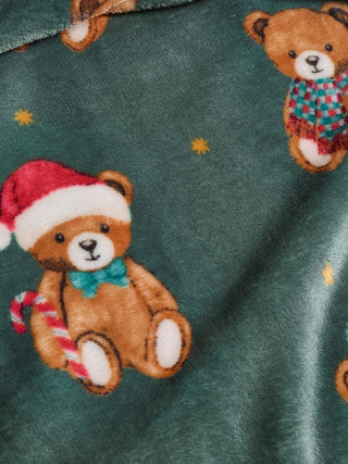 Christmas Tartan Teddy Bear Throw | Green