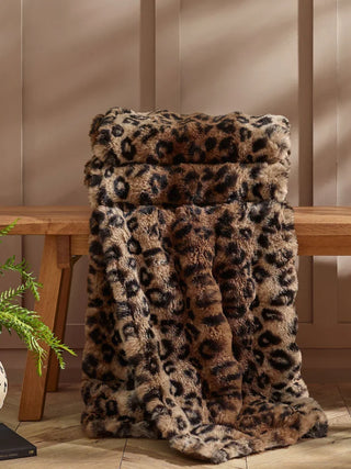 Animal Print Faux Fur Throw | Brown