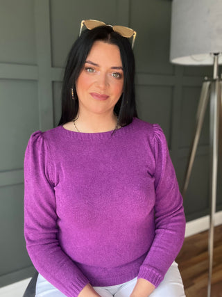 Rachel Puff Shoulder Knit Purple