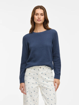 Vidalo Round Neck Long Sleeve Knit Top | Vintage Indigo
