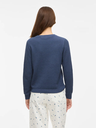 Vidalo Round Neck Long Sleeve Knit Top | Vintage Indigo