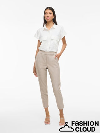 Varone High Waist Slim Pants  | Natural Melange