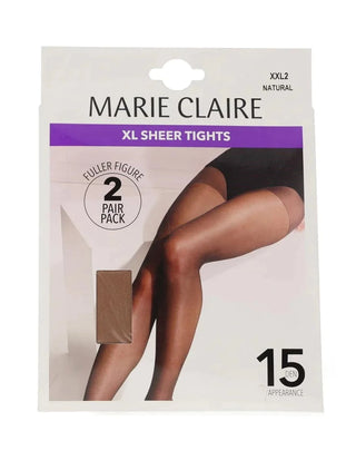 Marie Claire 2 Pack Fuller Figure Sheer Tights 15 Denier Caresse