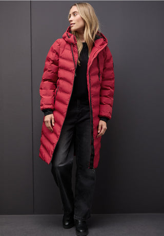 Longline Padded Jacket  | Carpet Red