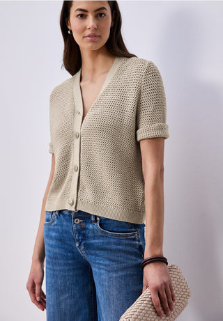 V Neck Cardigan | Clay Sand