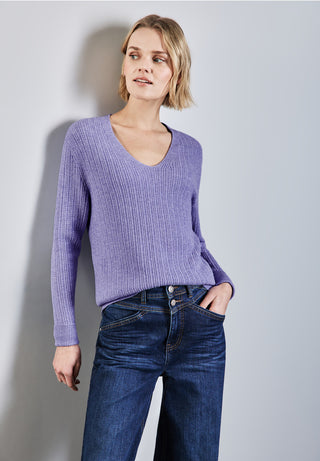 Erika V Neck Jumper | Viola Lilac Melange