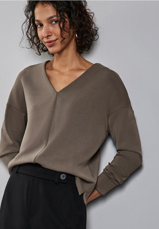 Sheila V Neck Sweater | Muddy Brown