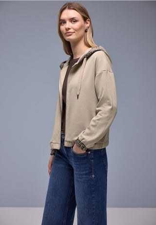 Silk Look Hoodie | Cotton Beige