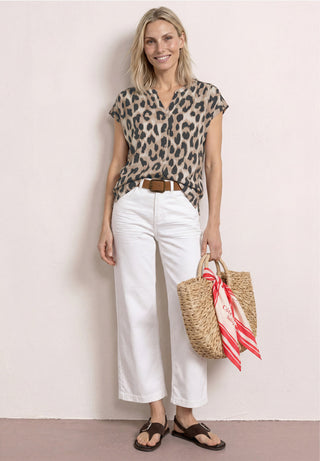 Printed Shirt With Button Panel | Timeless Beige