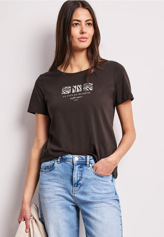 Basic Print Tee | Espresso Brown