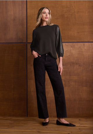 Silk Look Style Faux Leather | Black Coffee