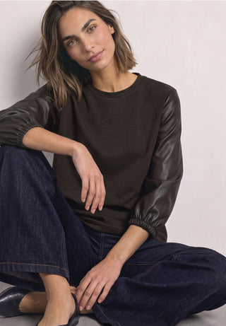 Silk Look Style Faux Leather | Black Coffee