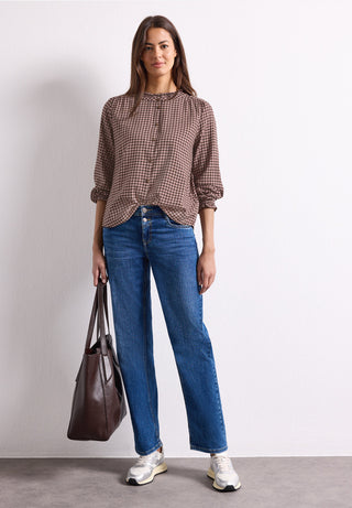 Check Blouse With Frill | Warm Blush