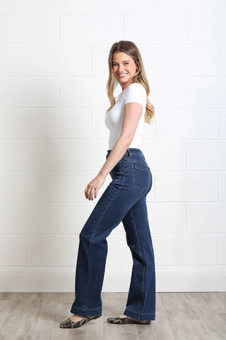 Ada Wide Leg Jean | Mid Ink